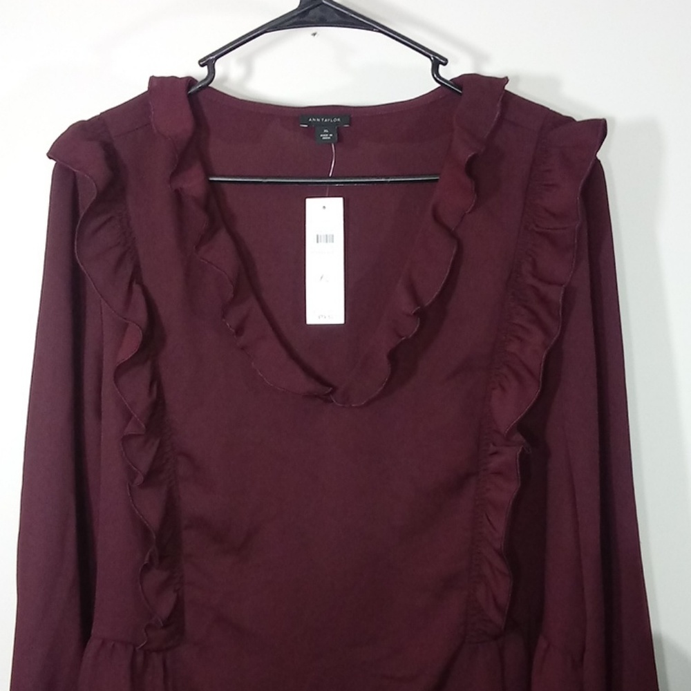 Ann Taylor burgundy blouse.